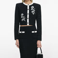 Black Floral Textured Knit Jacket