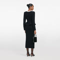 Black Floral Textured Knit Midi Dress