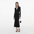 Black Lurex Rib Knit Midi Dress