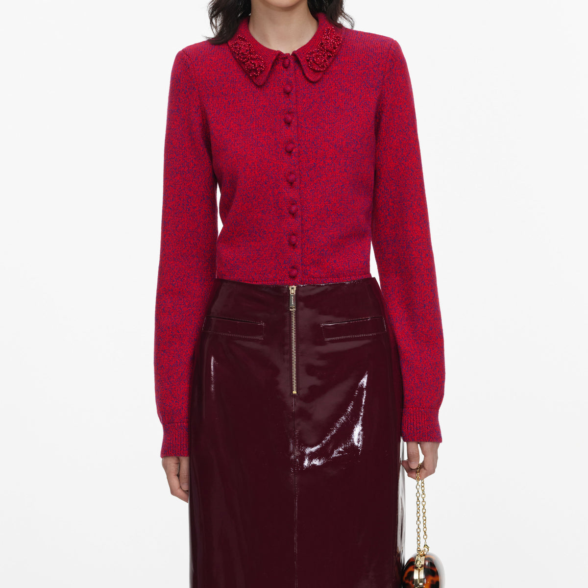 Red Flower Knit Cardigan