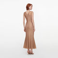 Champagne Rhinestone Fishnet Midi Dress