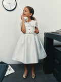 White Lace Taffeta Dress