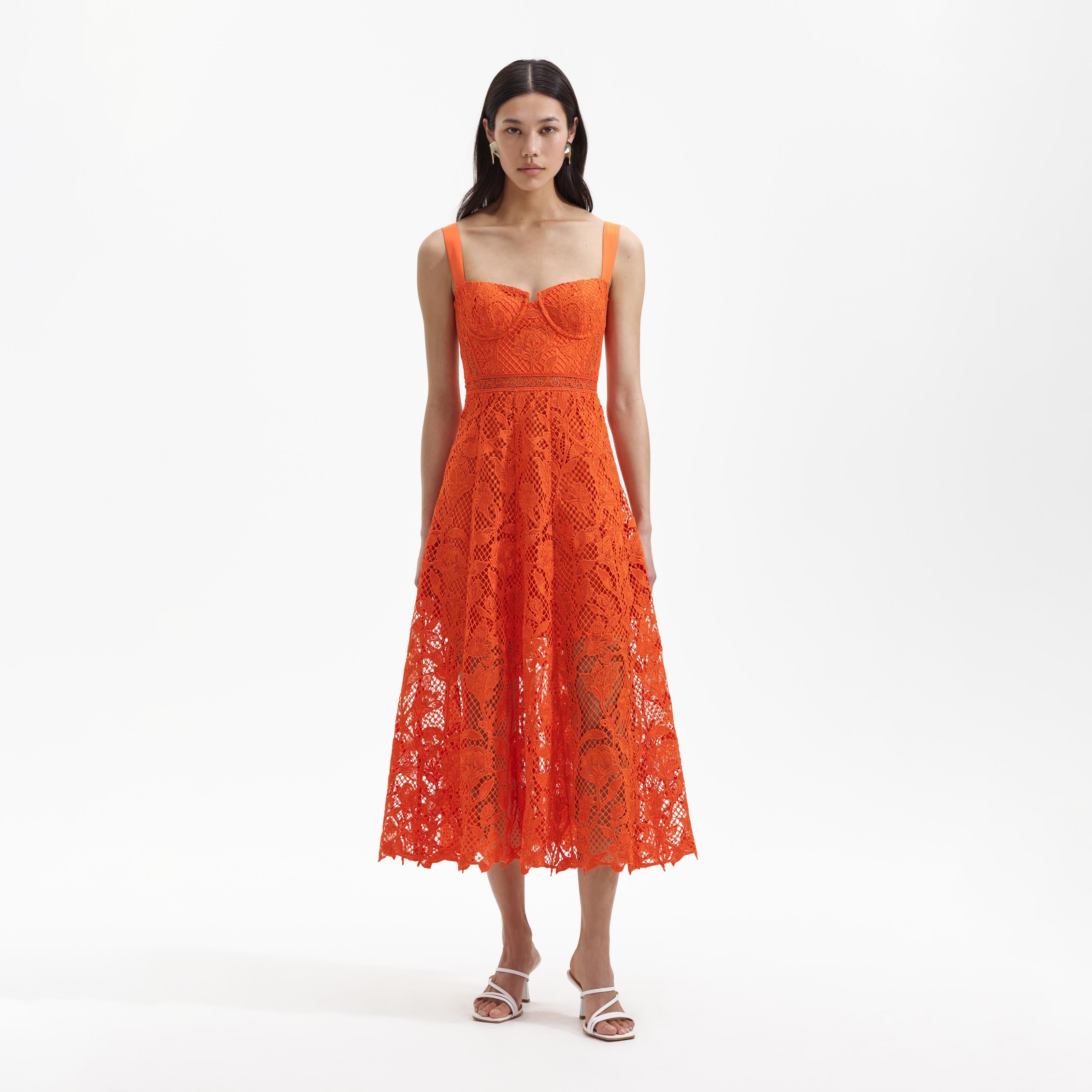 Orange lace dresses clearance uk