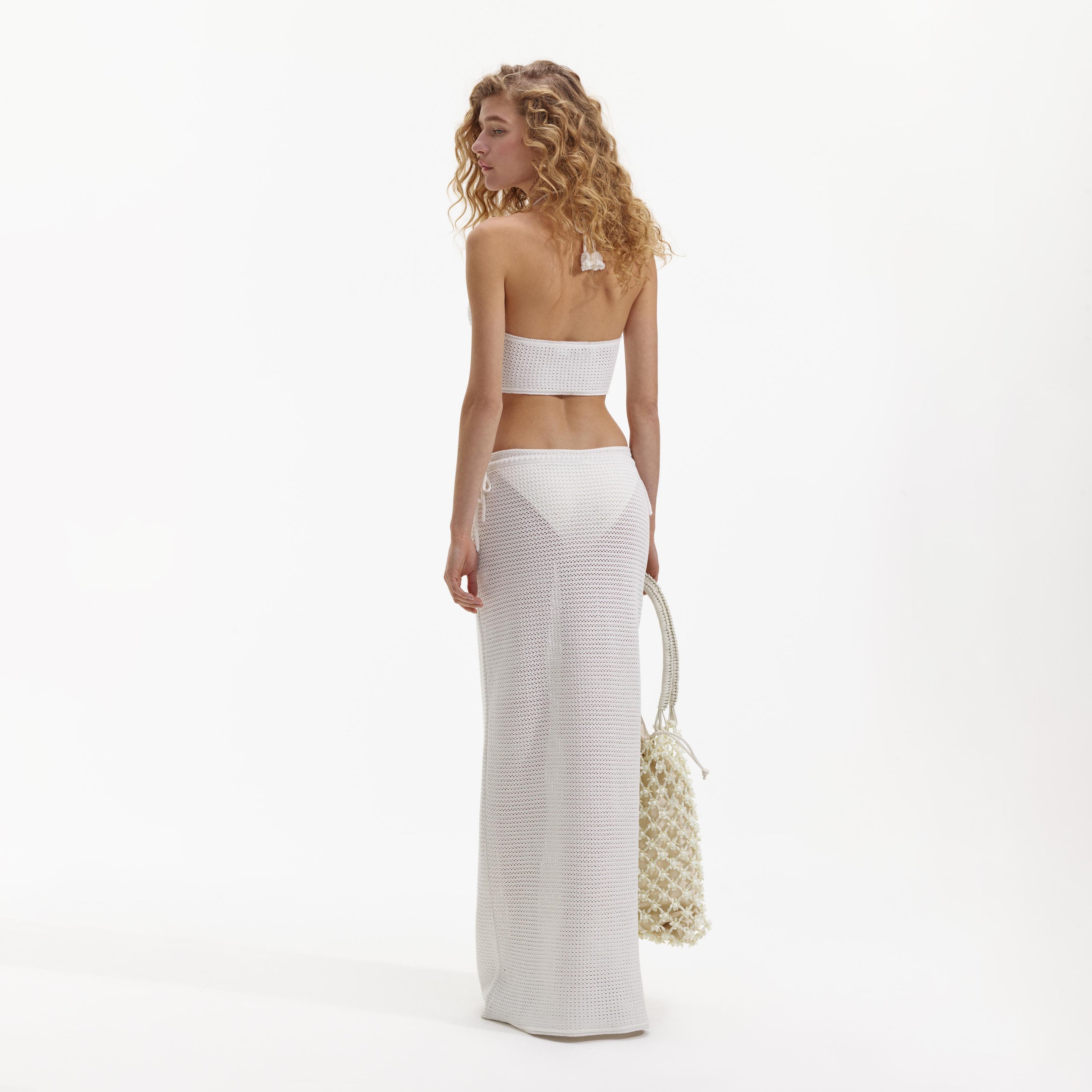 White Crochet Maxi Skirt – self-portrait