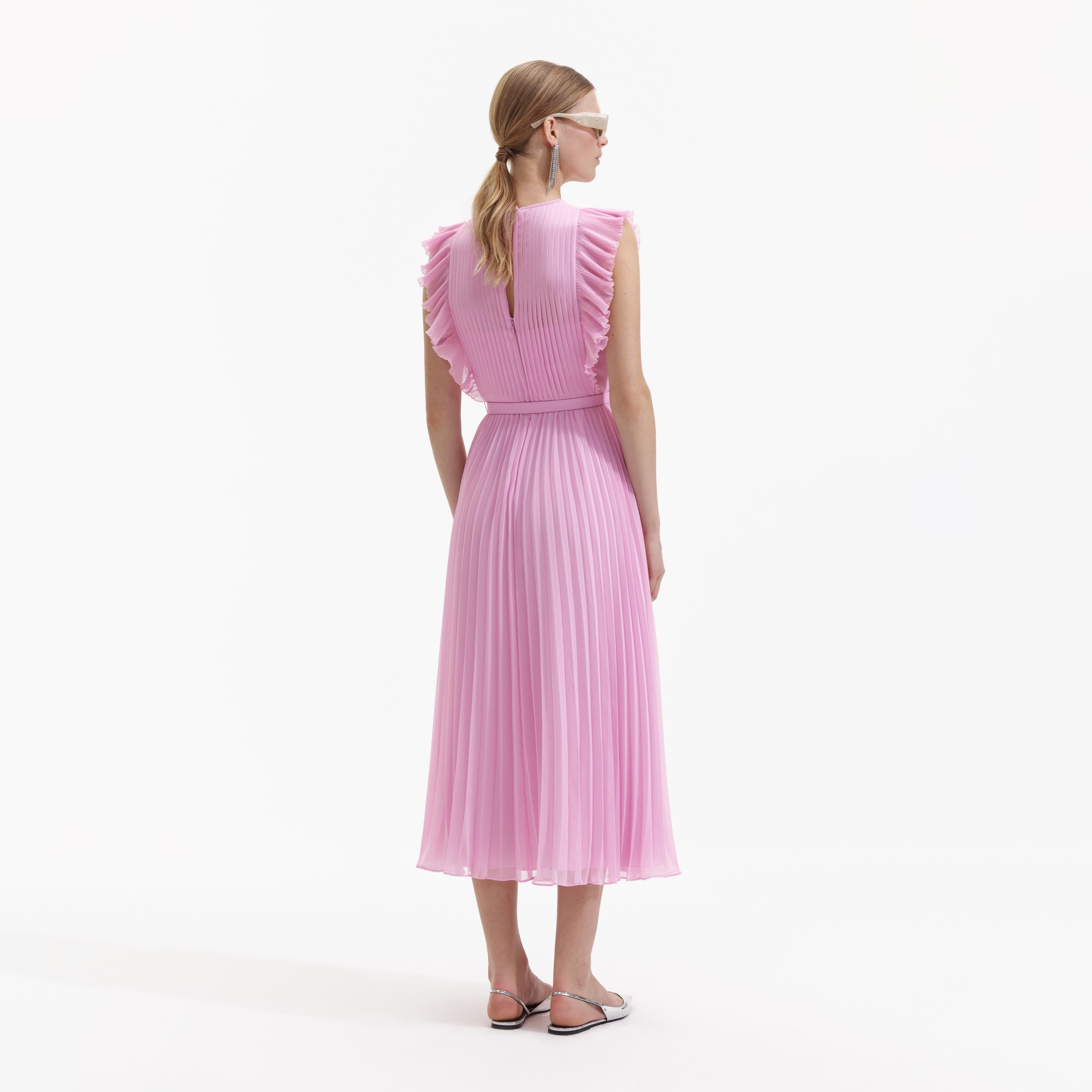 Pink Chiffon Tunic Midi Dress