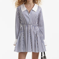 Blue Stripe Cotton Mini Dress