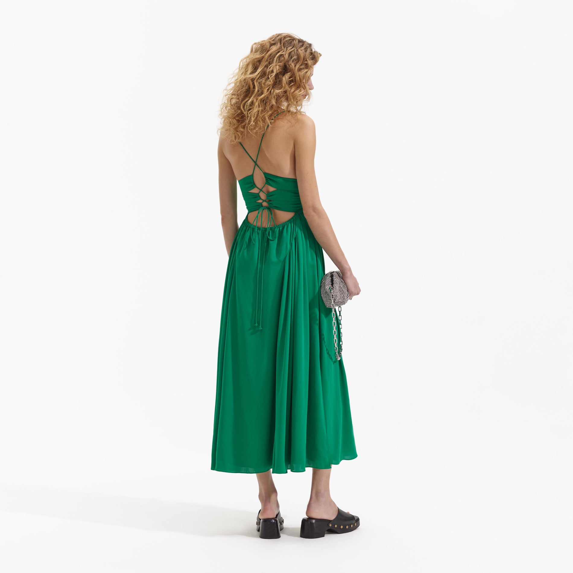 Rent Buy Self-Portrait Sequin Stripe Midi Dress