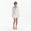 White Bonded Crepe Long Sleeve Mini Dress