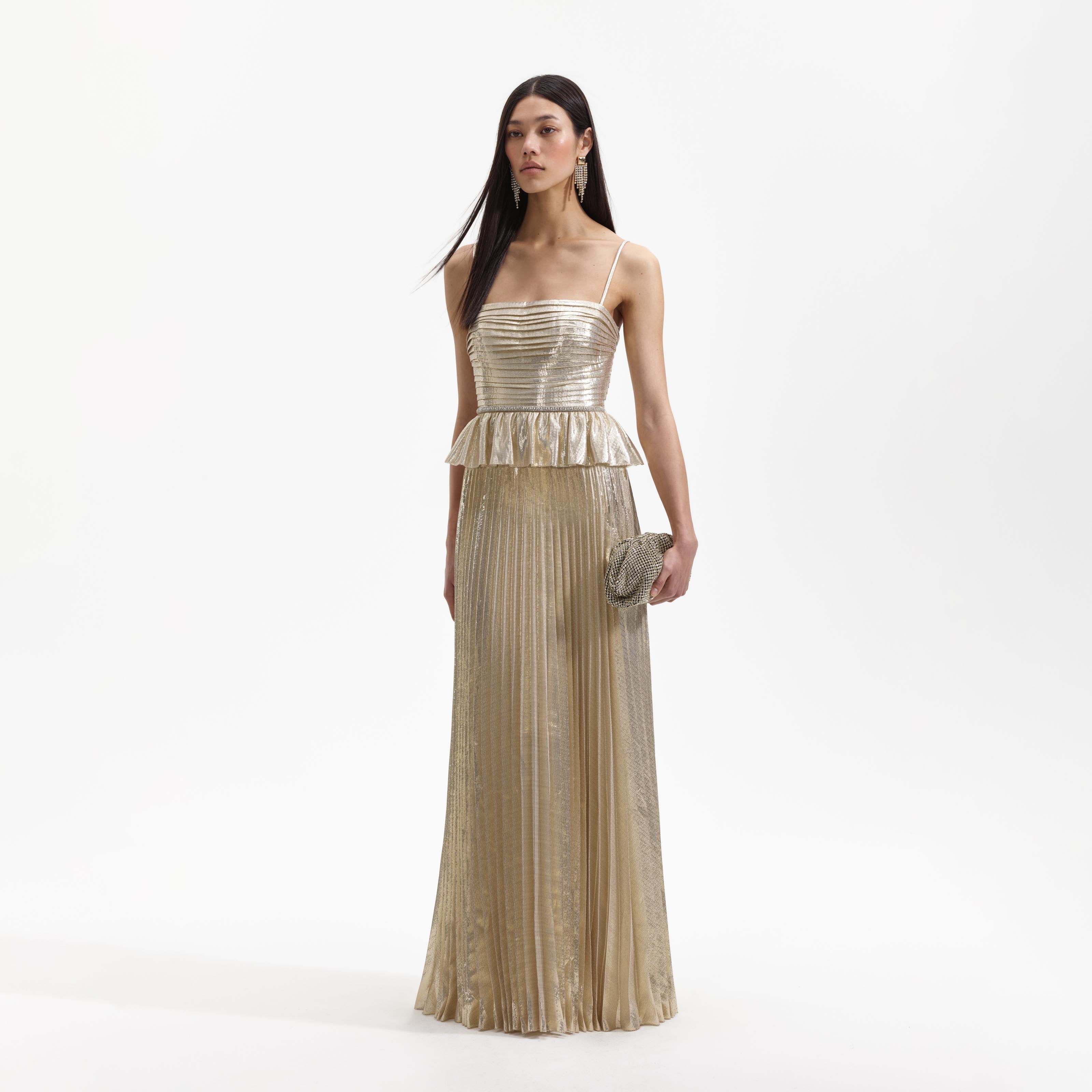 Gold Metallic Maxi Dress self portrait