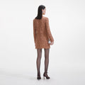 Tan Lace Bow Mini Dress