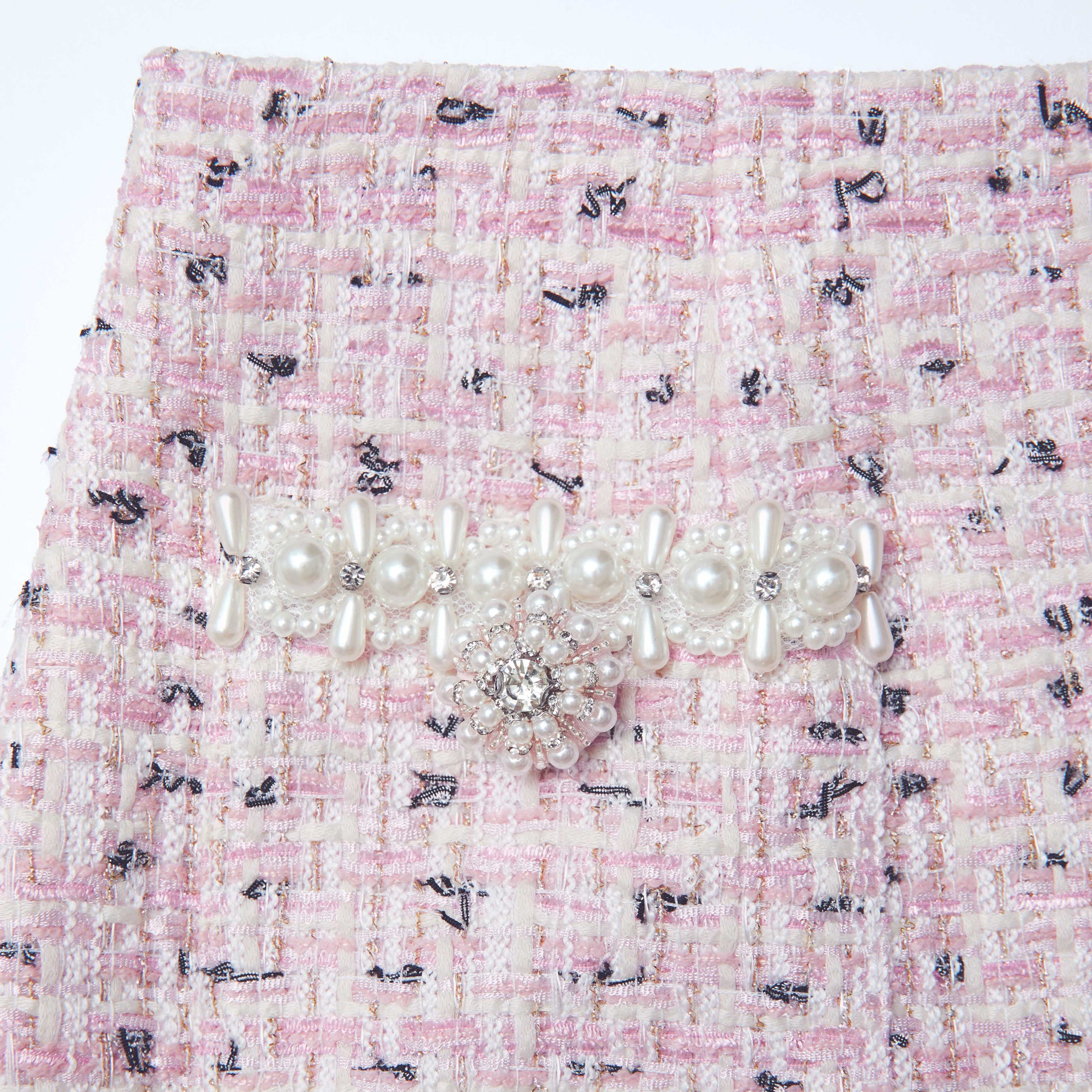 Pink Boucle Pearl Midi Skirt