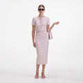 Pink Boucle Pearl Midi Skirt