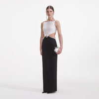 Black And White Crepe Maxi Dress