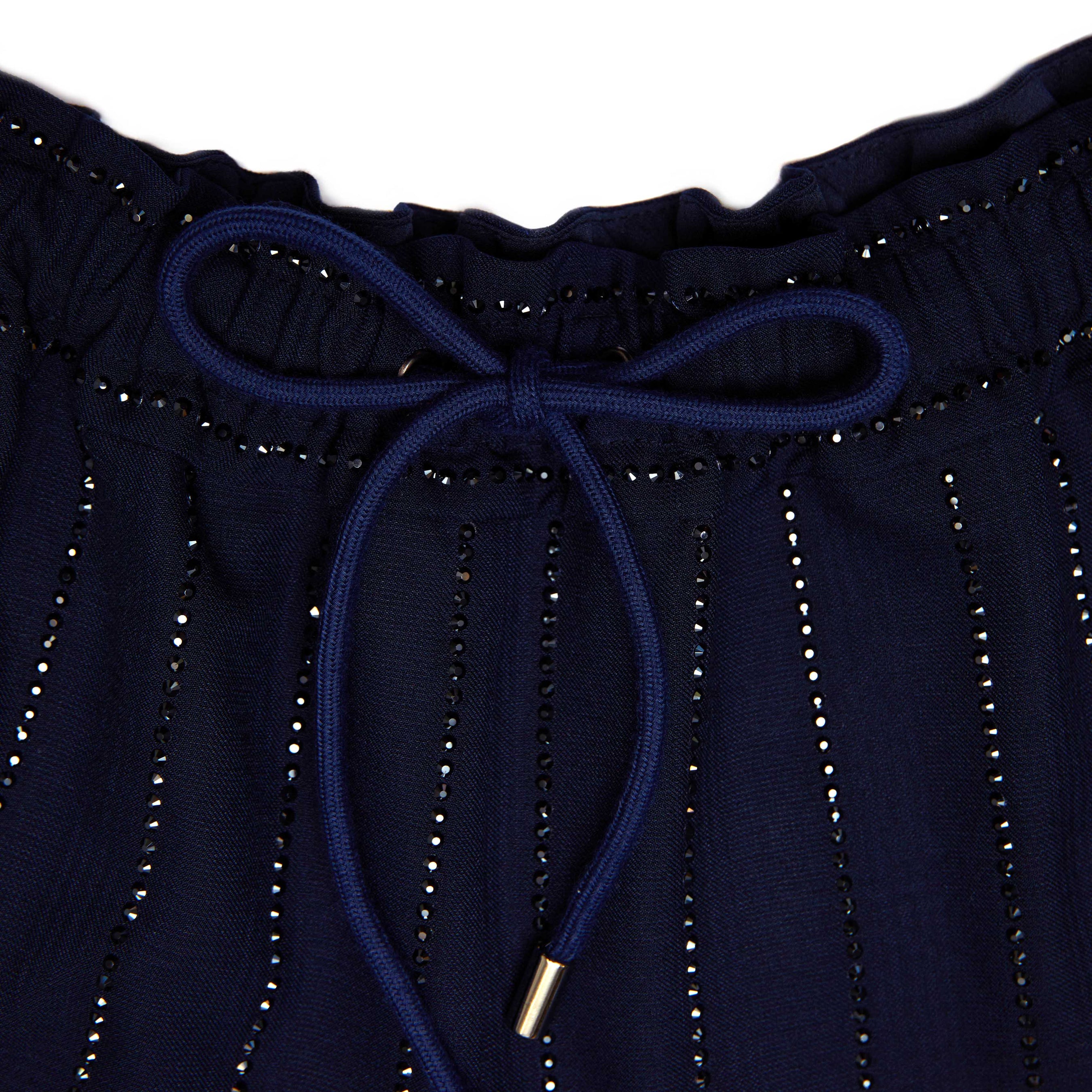 Navy Rhinestone Pinstripe Trousers