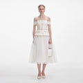 Cream Boucle Tulle Midi Dress