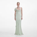Mint Georgette Flower Maxi Dress