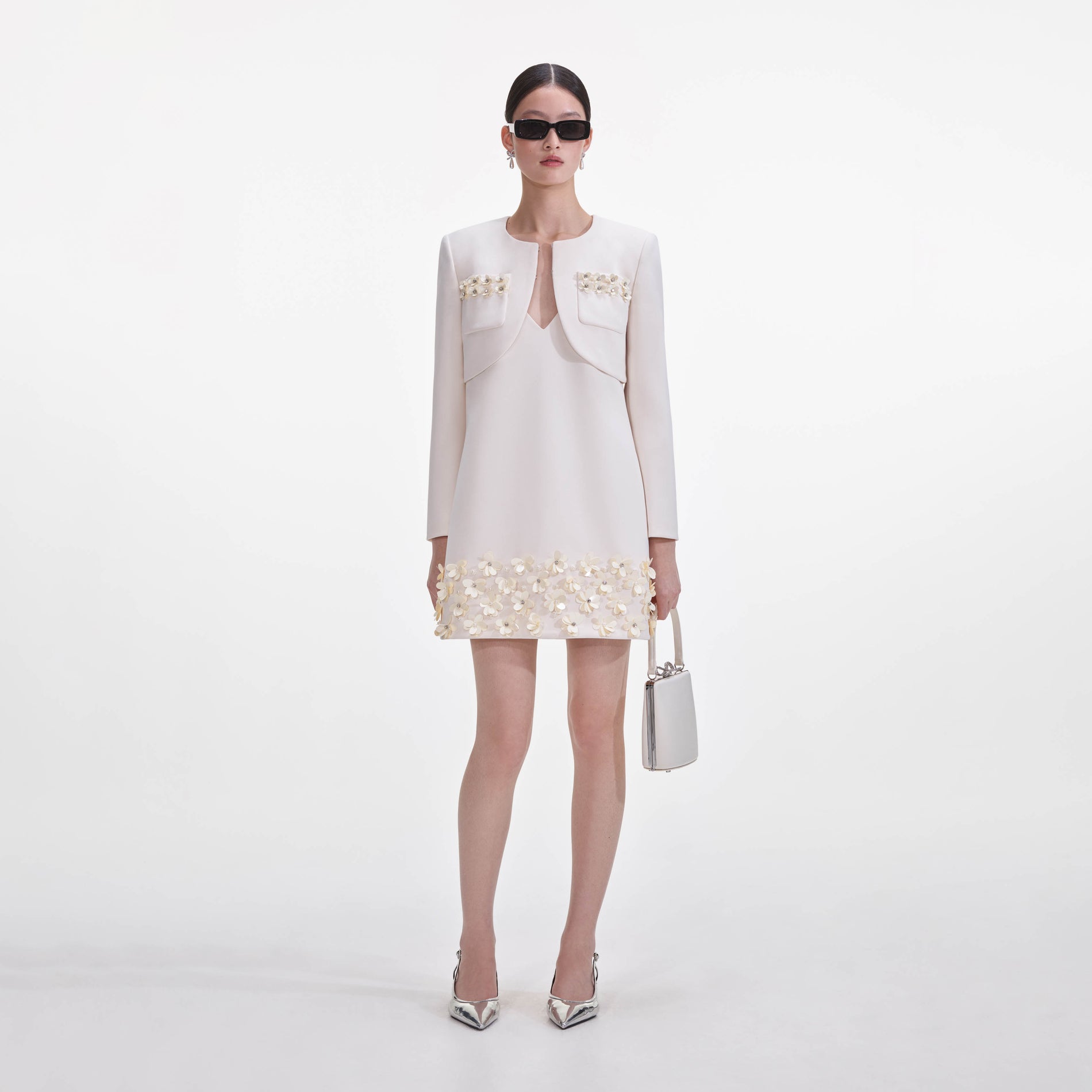 Cream Crepe 3D Sequin Jacket