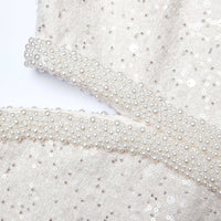 Cream Boucle Pearl Mini Dress