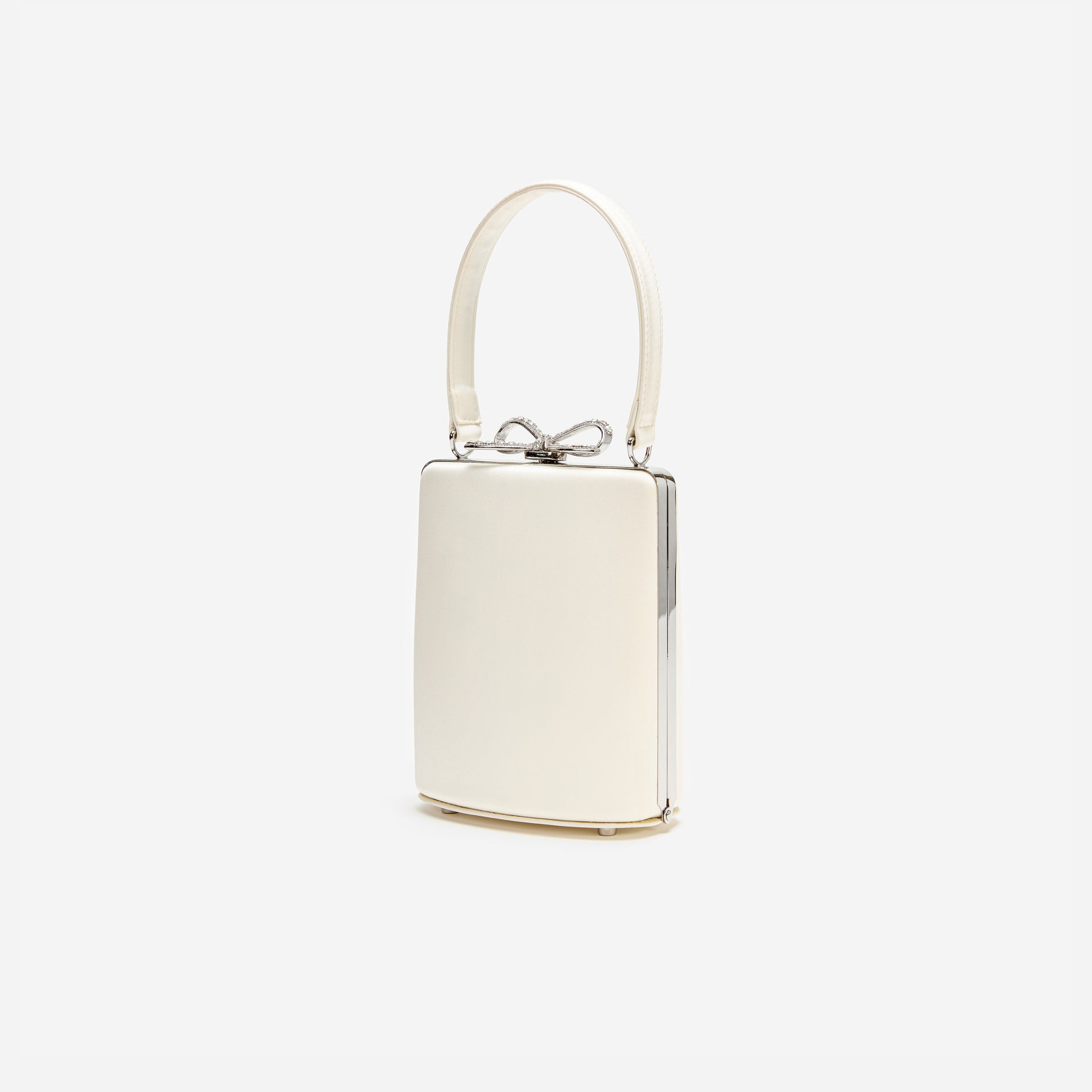A photo of the Champagne Satin Mini Bow Bag