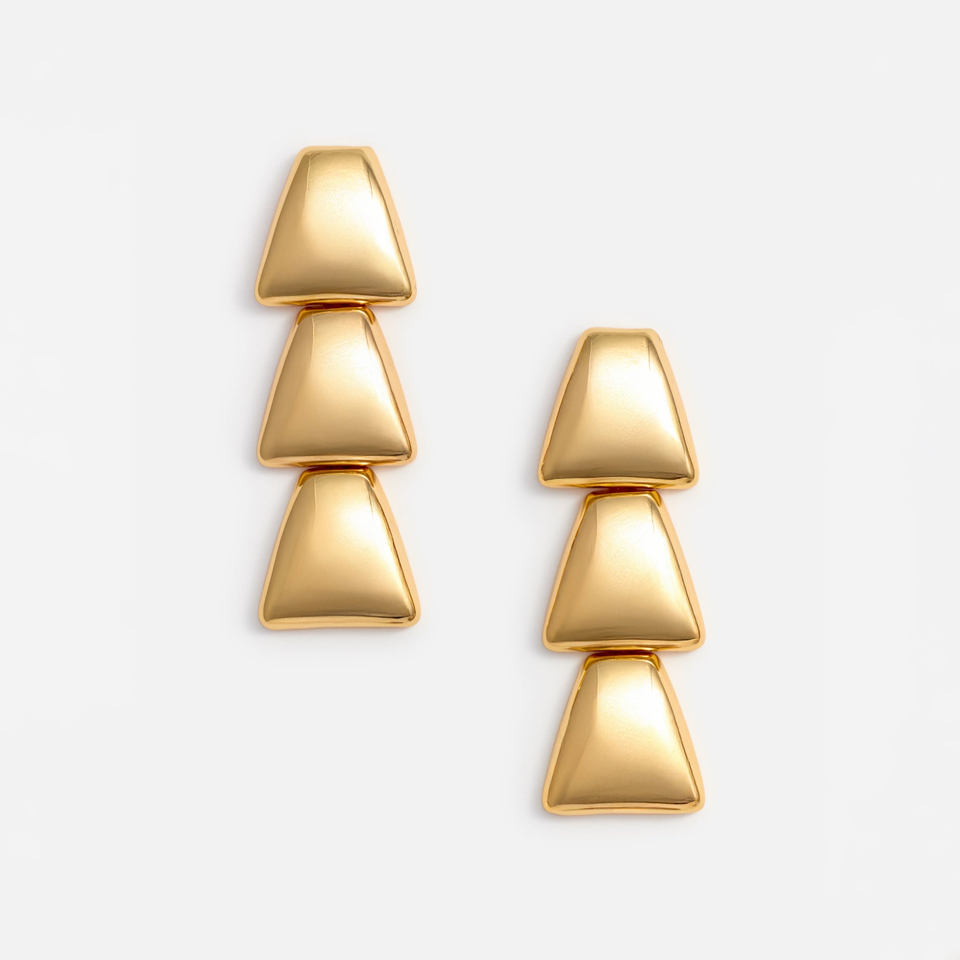 Gold Tiered Bell Earrings