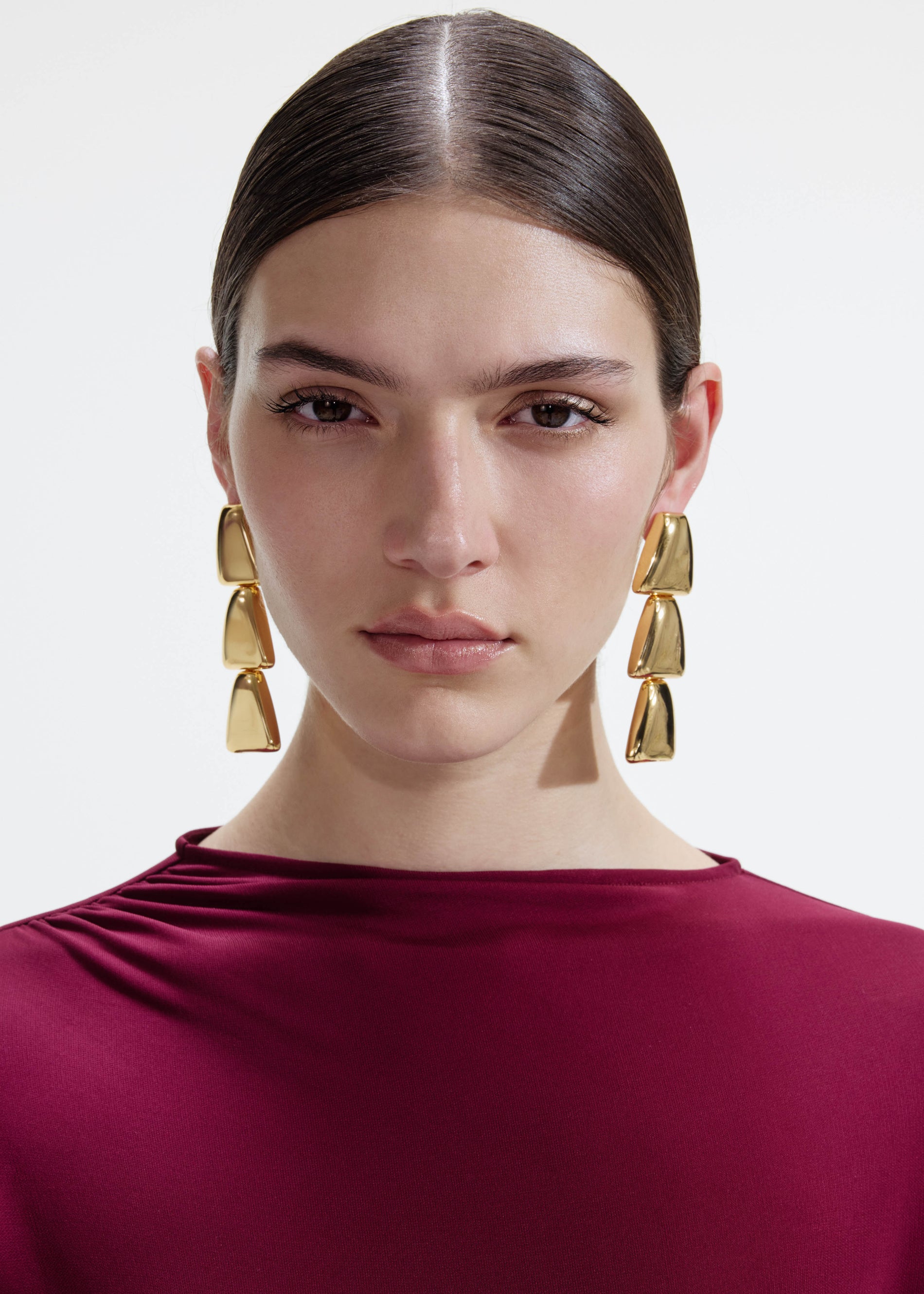 Gold Tiered Bell Earrings