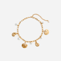 Gold Pearl Shell Charm Necklace