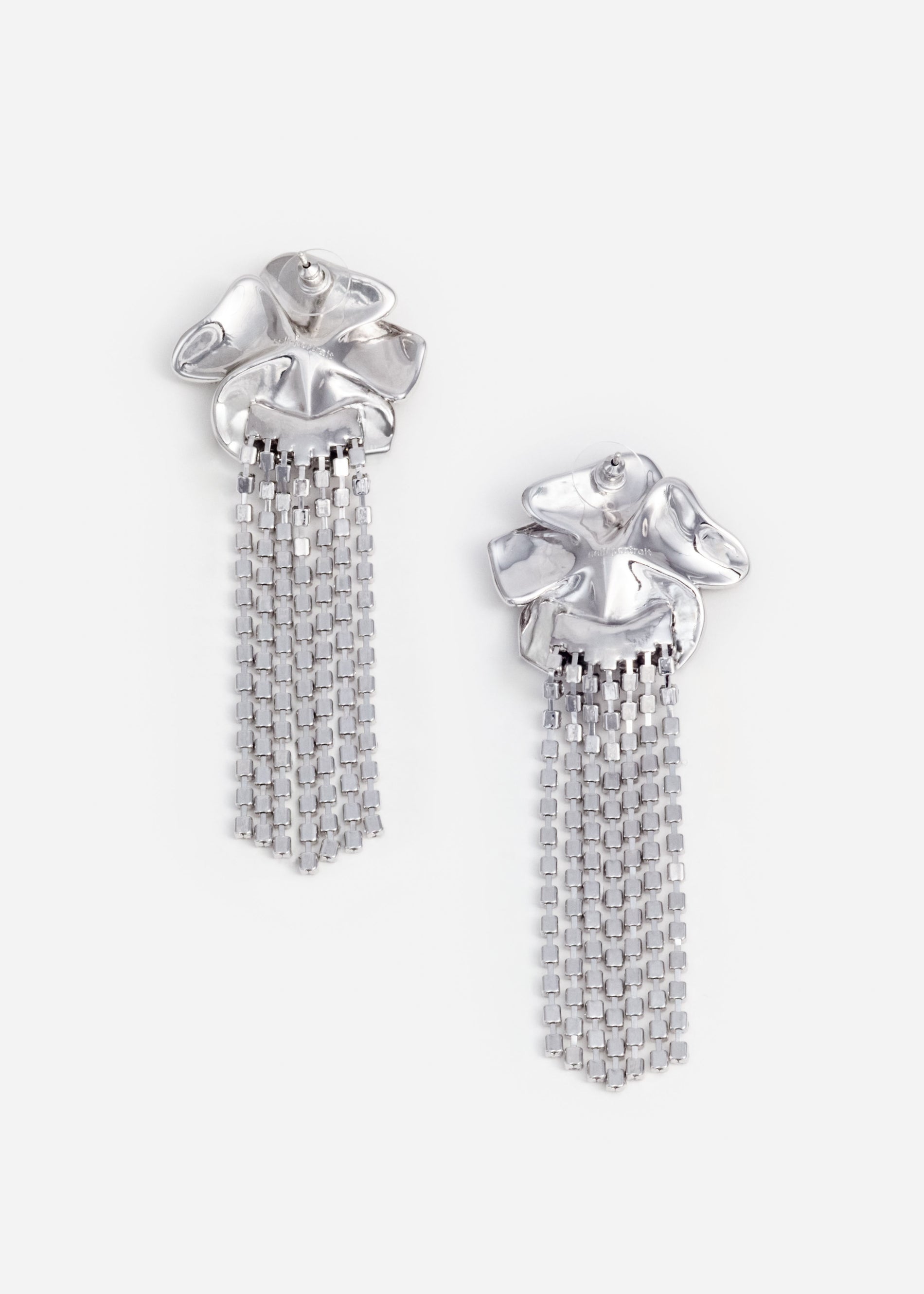 A photo of the Crystal Flower Droplet Earrings