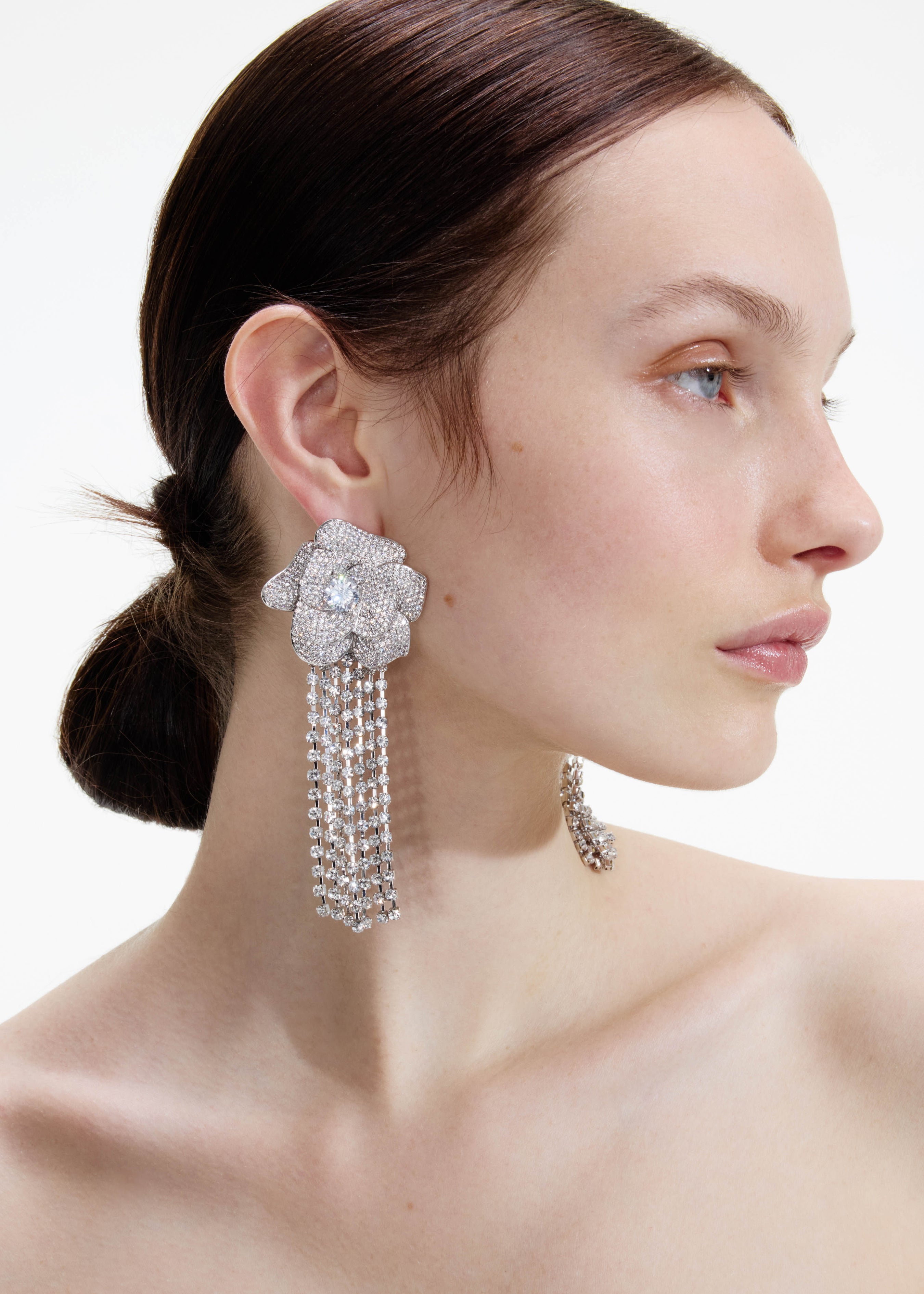 Crystal Flower Droplet Earrings