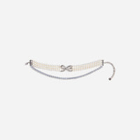 Pearl Crystal Bow Choker