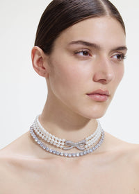 Pearl Crystal Bow Choker