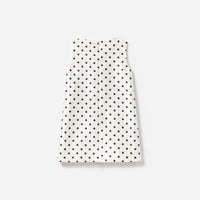 Cream Sleeveless Polka Dot Taffeta Dress