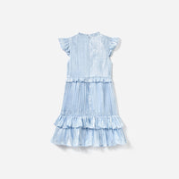 Blue Metallic Ruffle Dress