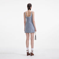 Light Blue Denim Bow Mini Dress