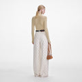 Cream Denim Diamante Bow Jeans
