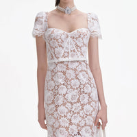 White Fine Lace Midi Dress