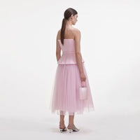 Pink Boucle Tulle Midi Dress