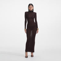 Brown Viscose Knit Maxi Dress