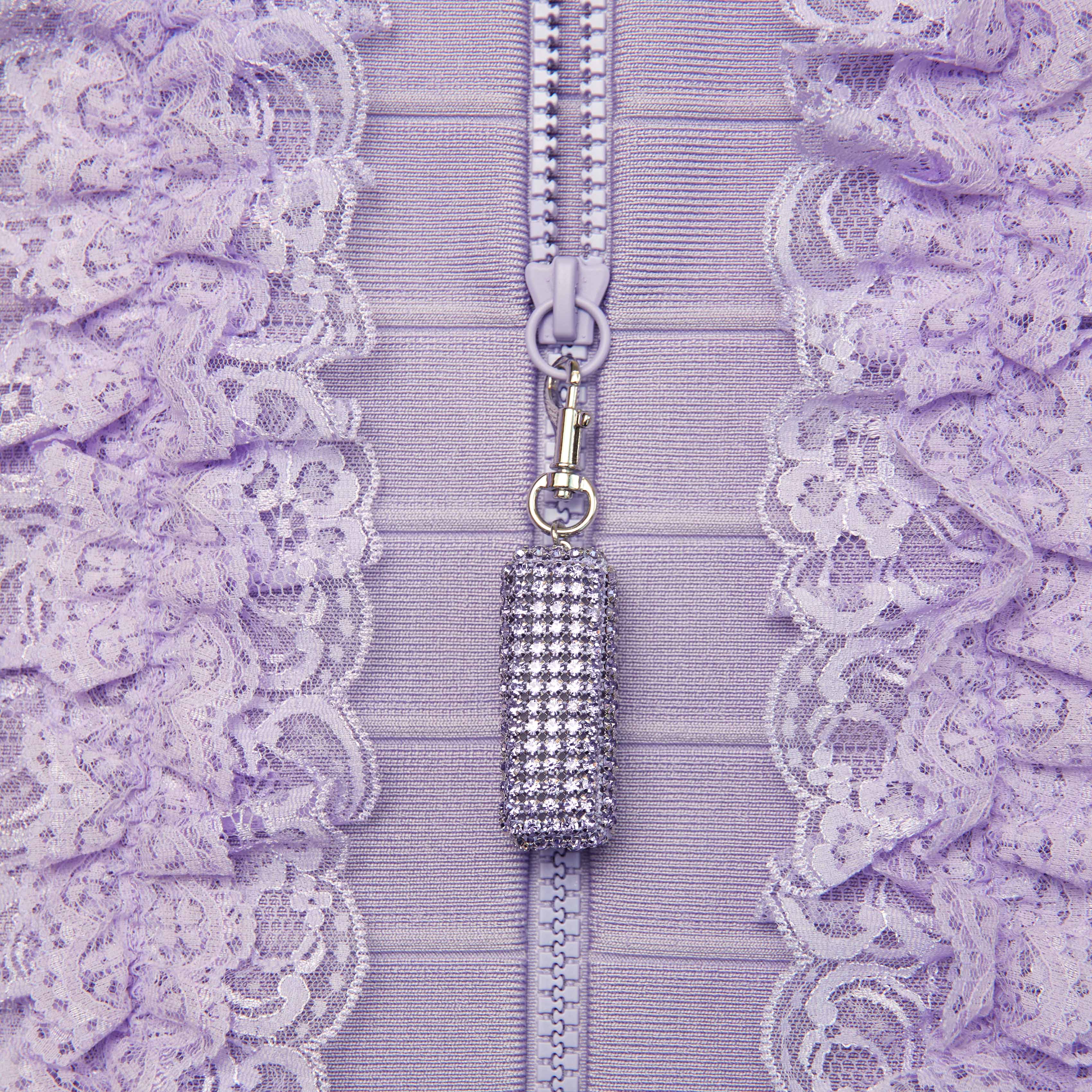 Purple Knit Zip Ruffle Maxi Dress