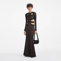 Black Lace Cut Out Maxi Dress