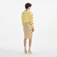 Yellow Cut Out Lace Detail Jumper