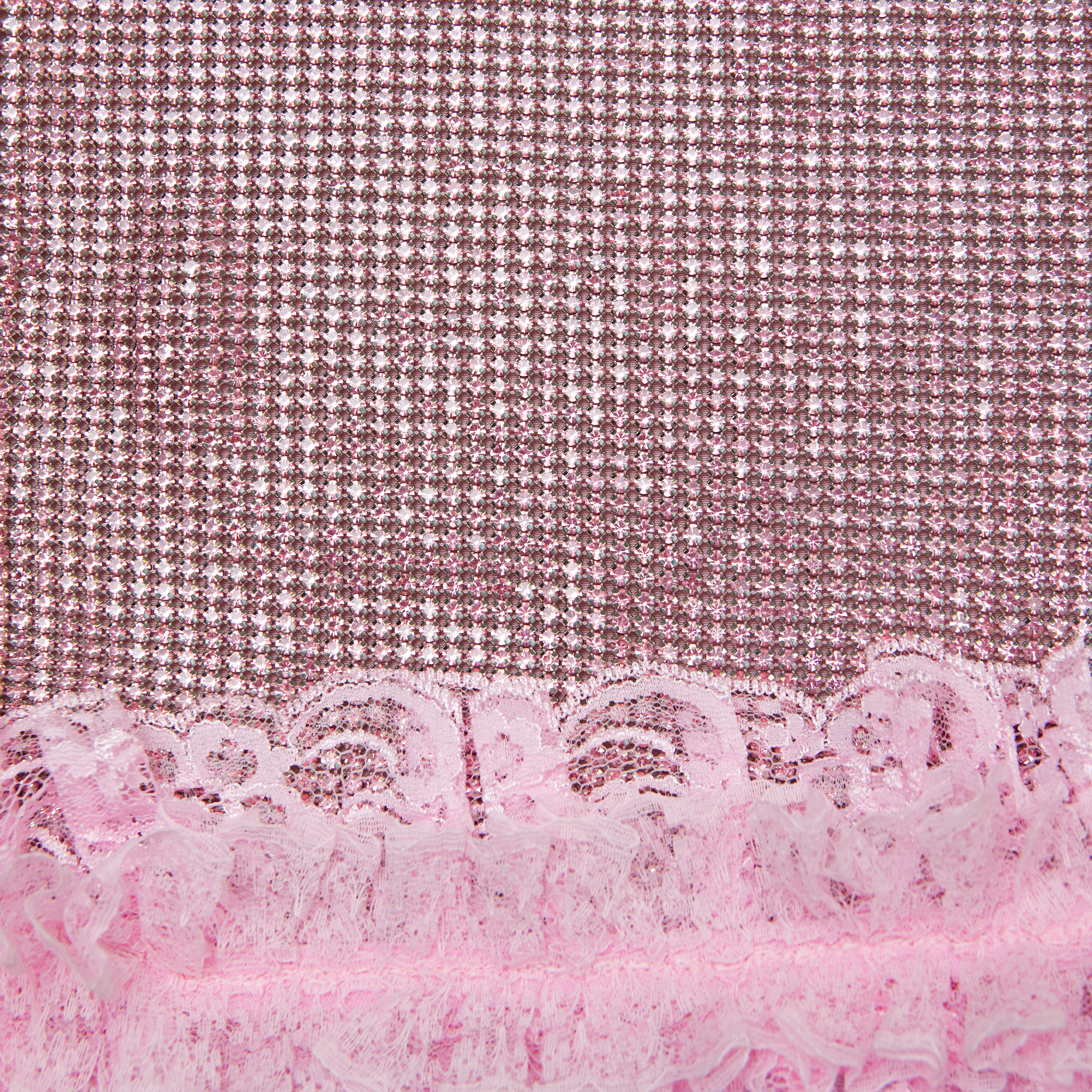 Pink Crystal Chainmail Mini Skirt