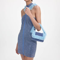 Blue Crystal Lace Detail Bag