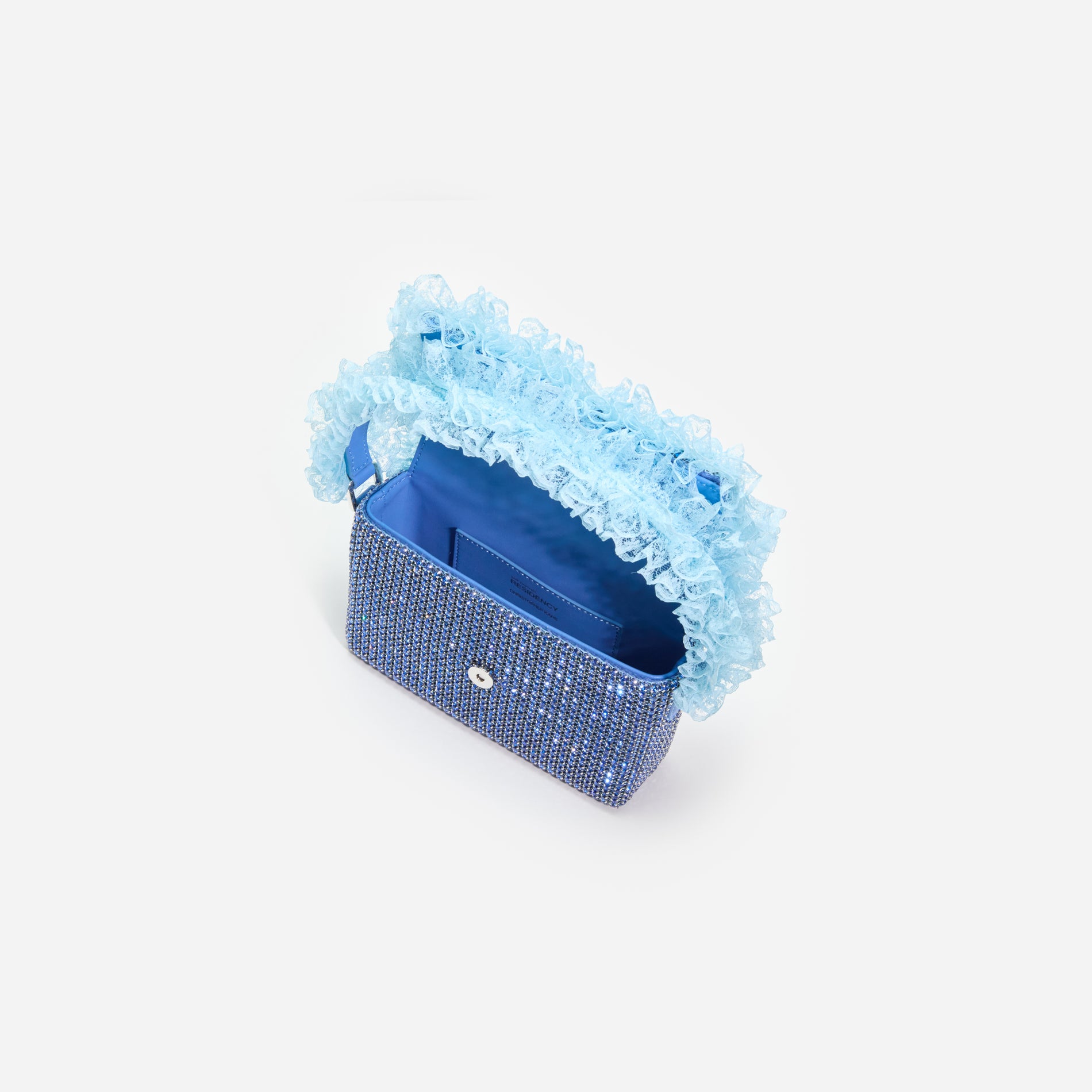 A photo of the Blue Crystal Lace Detail Bag