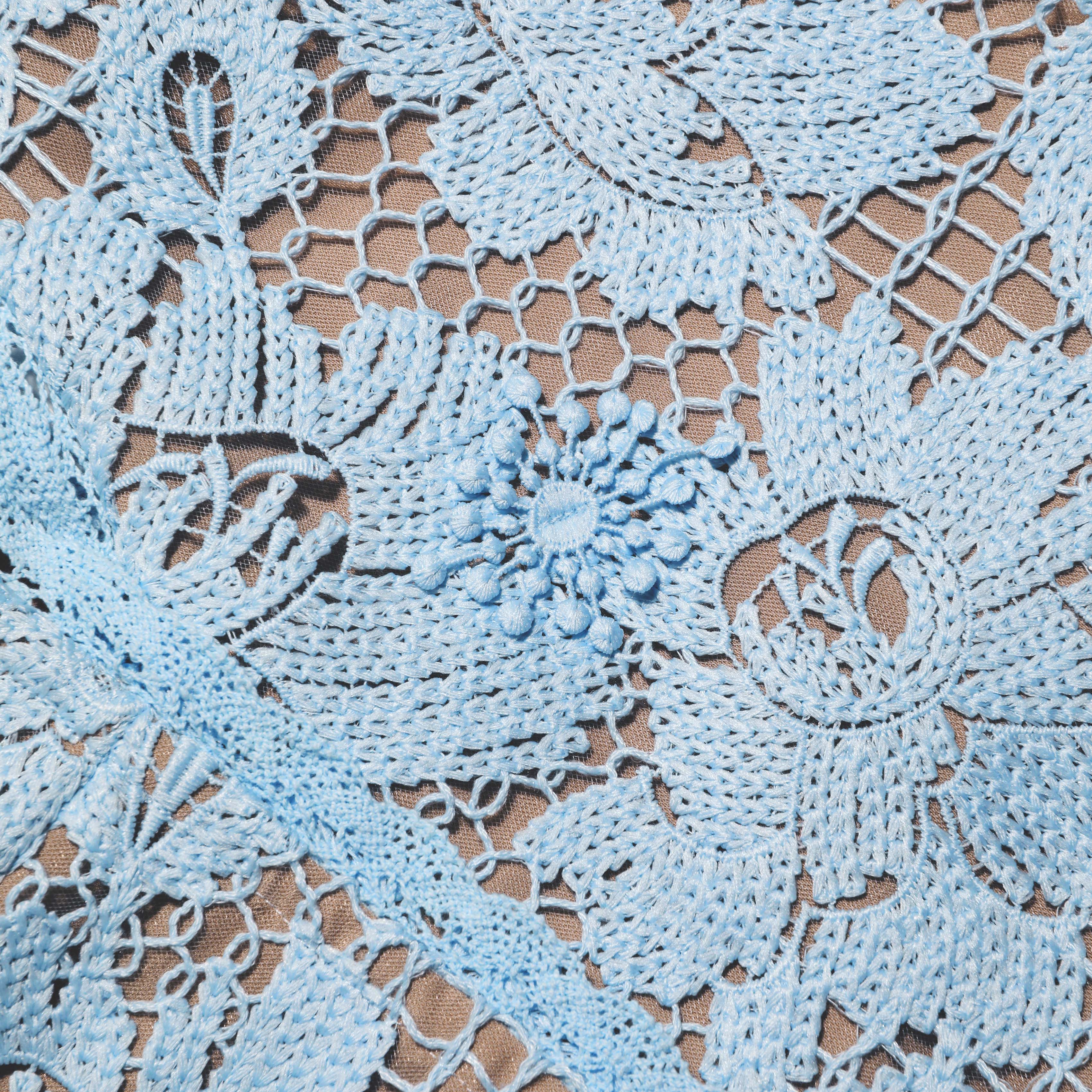 Blue Crochet Lace Midi Dress