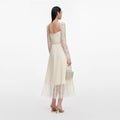 Cream Chiffon Lace Midi Dress