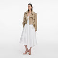 Beige Cropped Trench Jacket