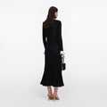 Black Lace Trim Knit Midi Dress