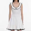 White Contrast Trim Knit Mini Dress