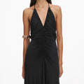 Black Jersey Gathered Maxi Dress