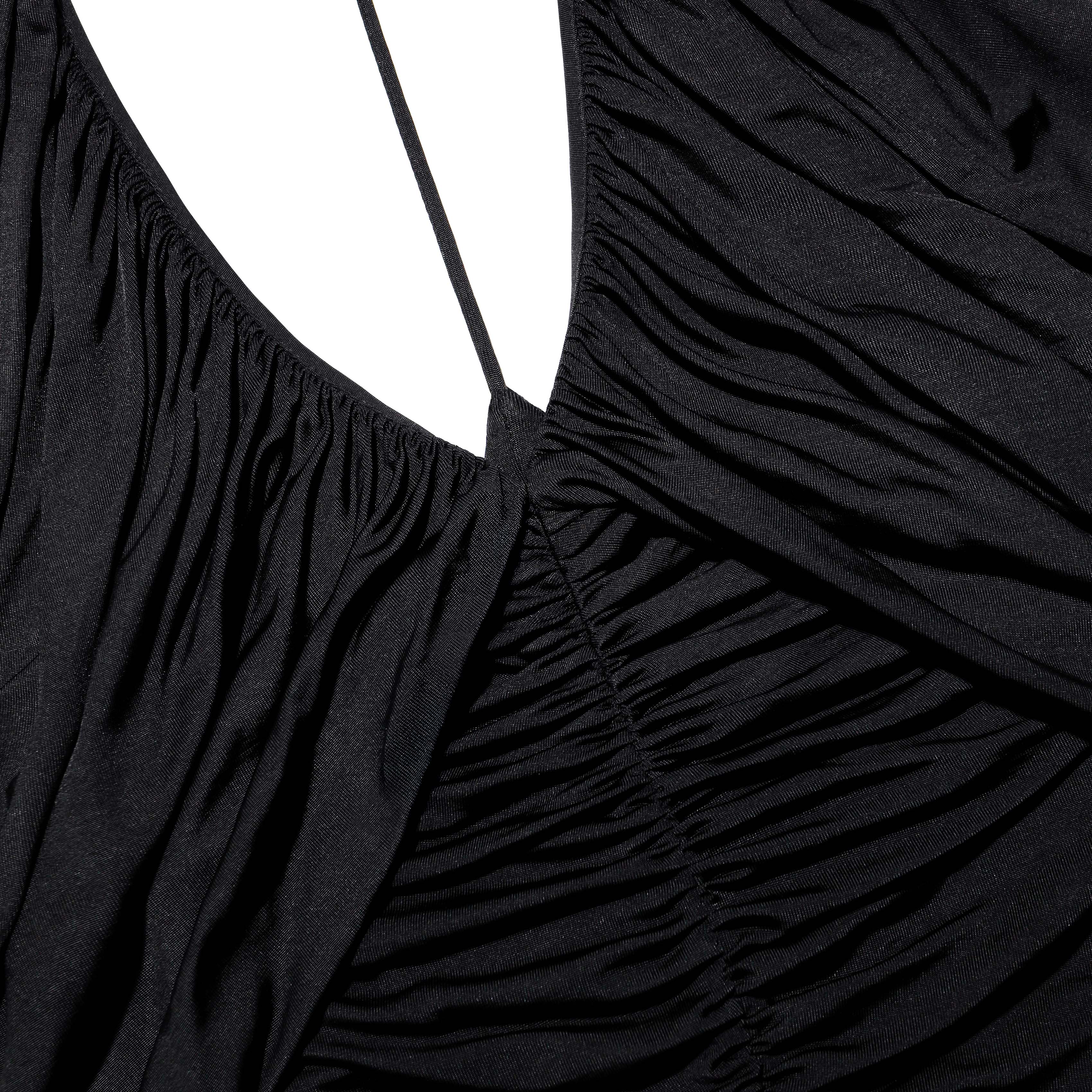 Black Jersey Gathered Maxi Dress